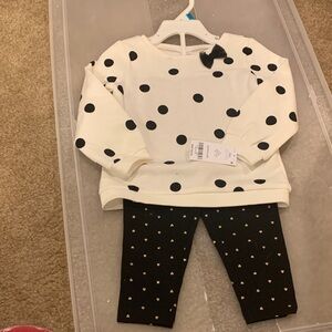 Carter's White and Black Bow Detail Top